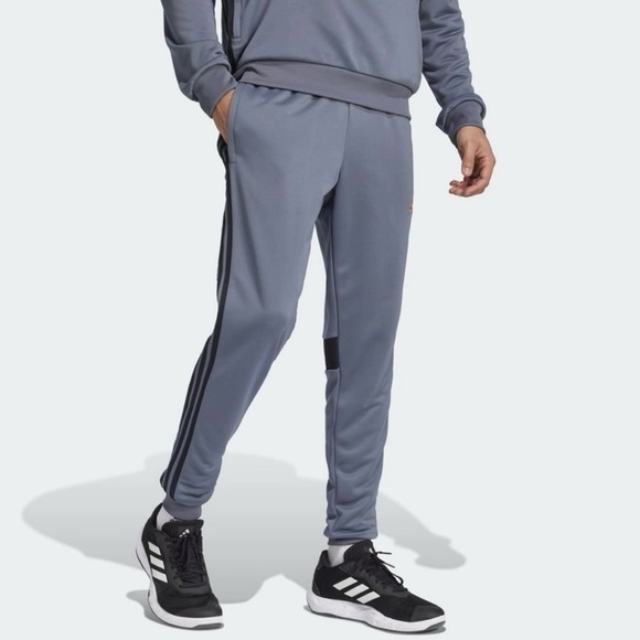 Adidas youth boys' 3-stripe active pants in grey with black stripes size L 14/16 - Picture 1 of 6